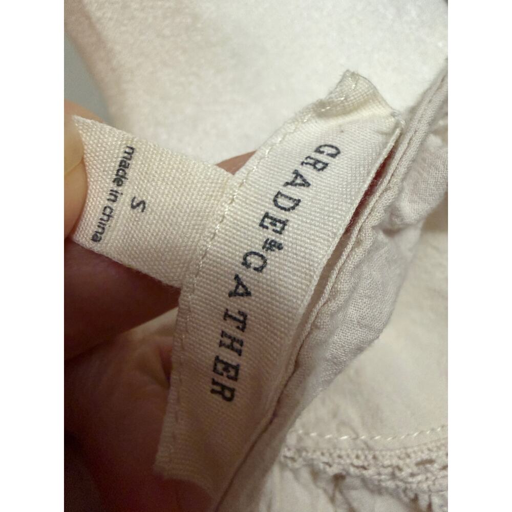 Grade & Gather Cream Peasant Blouse – Lightweight Boho Top (Size S) - Picture 3 of 3